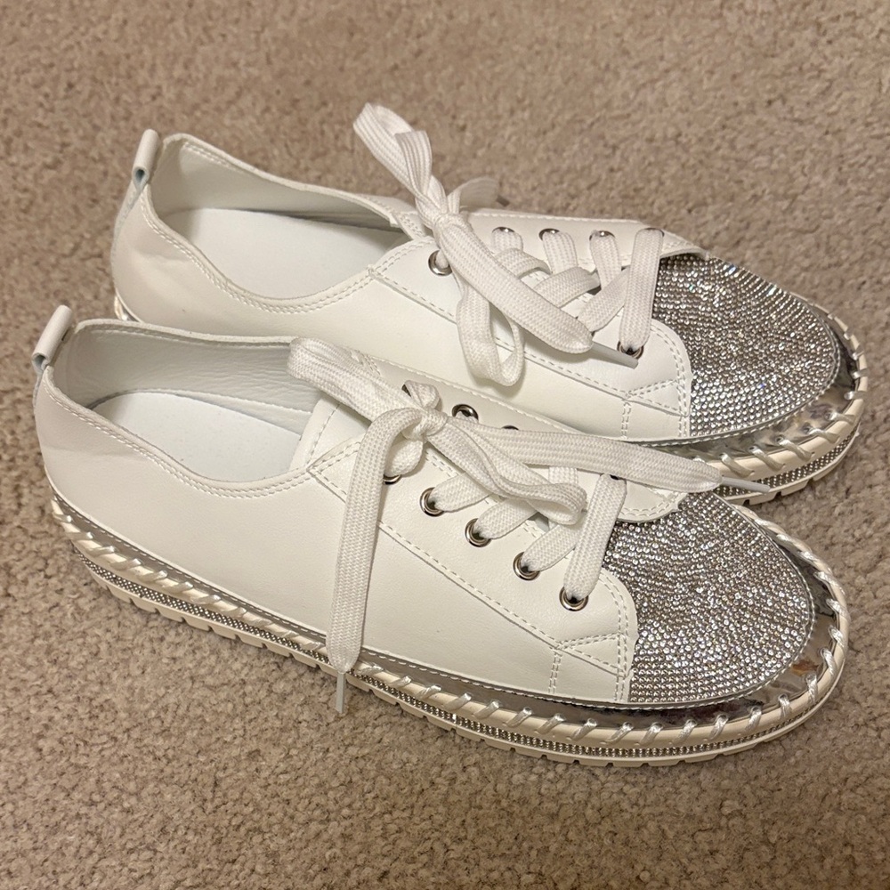White and Silver Women's Sneakers